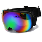 Spherical Anti-Fog Ski Eyewear, UV Block Snowboard Goggles, Windproof Outdoor Winter Sports Glasses For Men Women, Black Strap Rainbow Lens, Thoughtful Sports Gift
