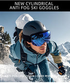 Spherical Anti-Fog Ski Eyewear, UV Block Snowboard Goggles, Windproof Outdoor Winter Sports Glasses For Men Women, Black Strap Rainbow Lens, Thoughtful Sports Gift