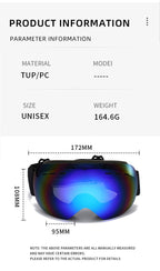 Spherical Ski Goggles, Anti-Fog UV Protective Snowboard Eyewear, Windproof Outdoor Snow Glasses For Men & Women, Pink Strap Grey Lens, Lovely Winter Travel Gift