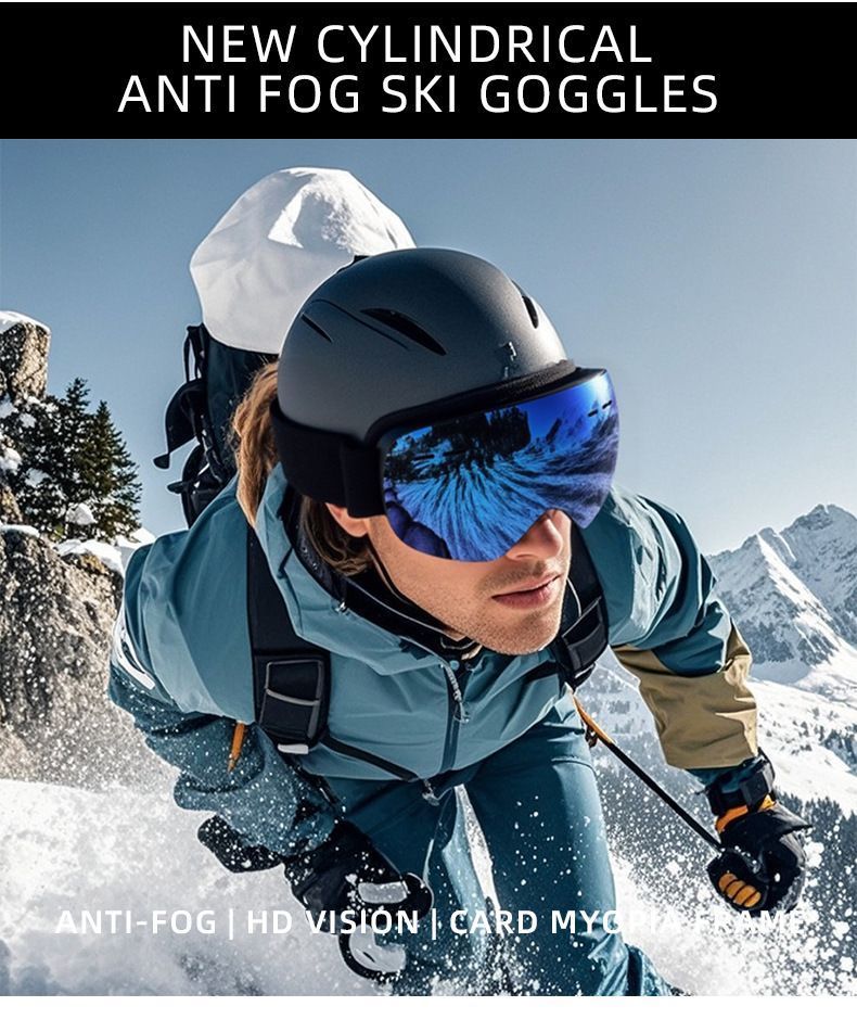 Outdoor Windproof Spherical Snow Goggles, Anti UV Anti-Fog Ski Protective Eyewear For Snowboarding, White Strap Transparent Grey Lens, Versatile Winter Sports Gift