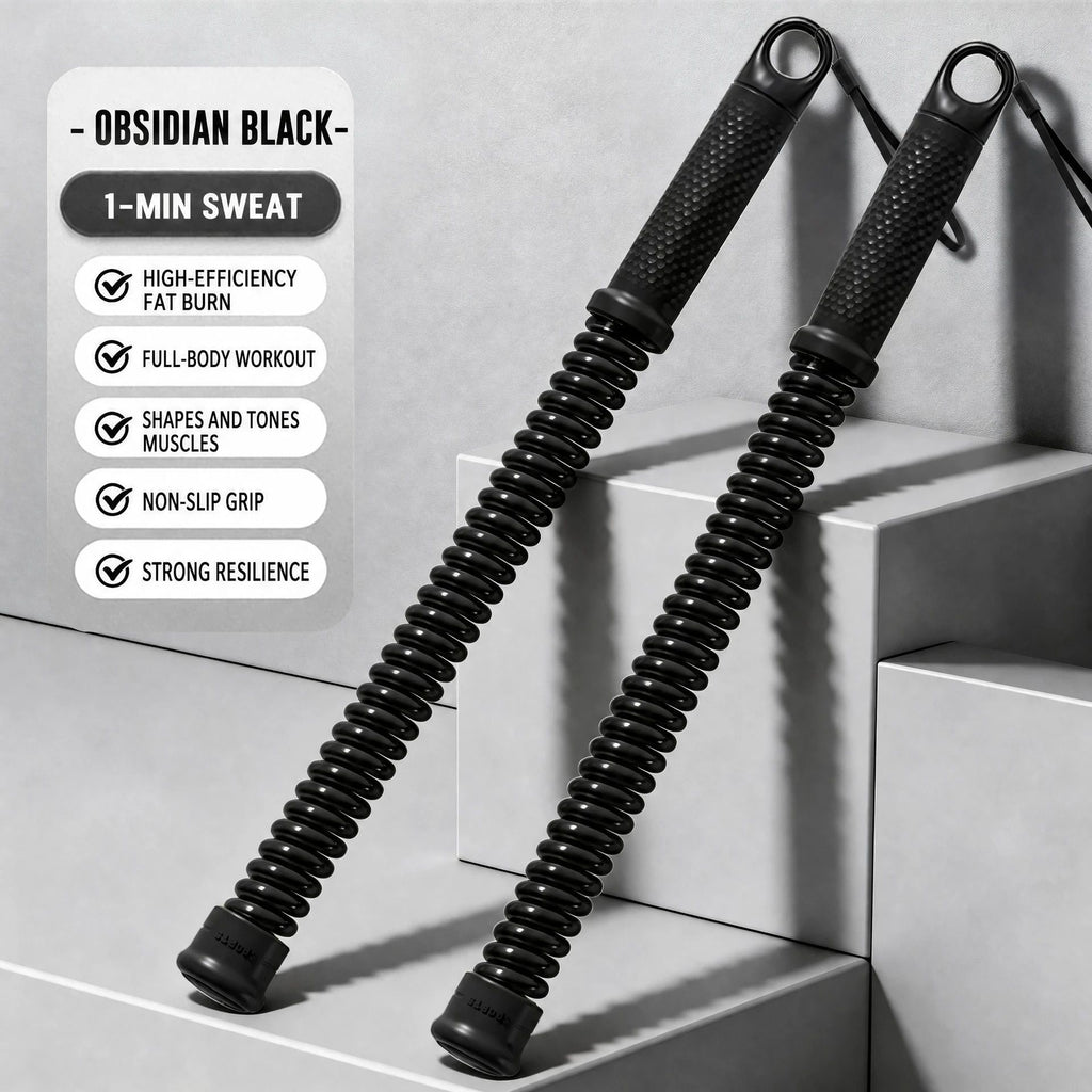 No Cord Spring Battle Rope, 2.18 Lbs A Pair, 16.93in Black, Indoor Outdoor Arm & Muscle Fitness Training Swing Rope, Compact Workout Equipment