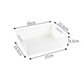 Shallow Plastic Storage Basket, Medium Size, 11.81x8.46x3.35in, White, Desk & Kitchen Organizer For Sundries, Elegant Housewarming Gift