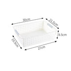 Shallow Plastic Storage Basket, Medium Size, 11.81x8.46x3.35in, White, Desk & Kitchen Organizer For Sundries, Elegant Housewarming Gift