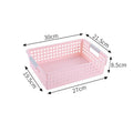 Shallow Plastic Storage Basket, Medium Size, 11.81x8.46x3.35in, Pink, Sundries & Snack Storage Bin, Beautiful Room Organizer Gift
