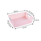 Shallow Plastic Storage Basket, Medium Size, 11.81x8.46x3.35in, Pink, Sundries & Snack Storage Bin, Beautiful Room Organizer Gift