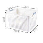 Tall Plastic Storage Basket, Large Size, 13.78x10.04x8.27in, White, Large Capacity Bin For Kitchen & Bedroom, Premium Housewarming Gift