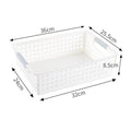 Shallow Plastic Storage Basket, Large Size, 13.78x10.24x3.35in, White, A4 Document & Snack Storage Bin, Versatile Household Gift