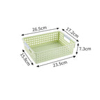 Shallow Plastic Storage Basket, Small Size, 10.43x6.77x2.87in, Green, Lightweight Storage Bin For Stationery & Fruits, Great Daily Gift