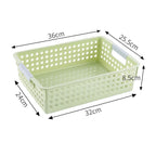 Shallow Plastic Storage Basket, Large Size, 13.78x10.24x3.35in, Green, Multi-Scene Organizer For Groceries & Documents, Practical Storage Gift