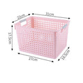 Tall Plastic Storage Basket, Medium Size, 12.20x8.66x6.89in, Pink, Deep Organizer For Kitchen Supplies, Lovely Housewarming Gift