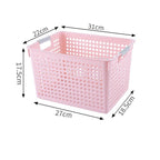 Tall Plastic Storage Basket, Medium Size, 12.20x8.66x6.89in, Pink, Deep Organizer For Kitchen Supplies, Lovely Housewarming Gift