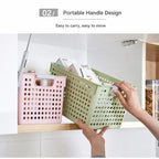 Tall Plastic Storage Basket, Large Size, 13.78x10.04x8.27in, Pink, Large Capacity Pantry Storage Bin, Beautiful Interior Decor Gift