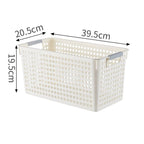 Narrow Plastic Storage Basket, Large Size, 15.75x8.07x7.68in, White, Wide Capacity Narrow Storage Basket, Ideal Pantry Organizing Gift