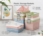 Narrow Plastic Storage Basket, Large Size, 15.75x8.07x7.68in, White, Wide Capacity Narrow Storage Basket, Ideal Pantry Organizing Gift