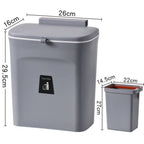 Hanging Kitchen Trash Bin With Removable Inner Bucket, Cabinet Door Hanging Design, 9L, Grey, Multi-Scene Waste Bin For Kitchen & Bathroom, Convenient Household Gift