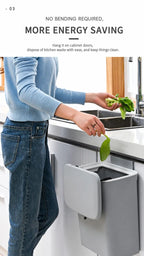 Hanging Garbage Bin With Handle & Inner Bucket, Cabinet Door Mounted, 9L, Grey, Detachable Waste Bucket For Kitchen & Washroom, Thoughtful Family Gift