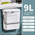 Cabinet Hanging Trash Can With Handle & Inner Bucket, Hook Style Mount, 9L, White, Portable Household Waste Bin For Bathroom, Versatile Home Gift