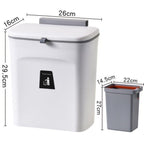 Hanging Kitchen Waste Bin With Removable Inner Bucket, Cabinet Mount, 9L, White, Multi-Purpose Trash Bucket For Toilet & Kitchen, Ideal New Home Gift