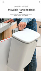Hanging Kitchen Waste Bin With Removable Inner Bucket, Cabinet Mount, 9L, White, Multi-Purpose Trash Bucket For Toilet & Kitchen, Ideal New Home Gift