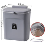 Wall Hanging Garbage Bin With Press Rim, Cabinet Hook Mounted, 9L, Starry Grey, Multi-Purpose Household Waste Container, Stylish Interior Decor Gift