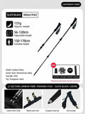 Carbon Fiber 3-Section Telescopic Trekking Stick, Lightweight Hiking Pole For Adults Under 170cm, Slate Black, Portable Outdoor Walking Equipment