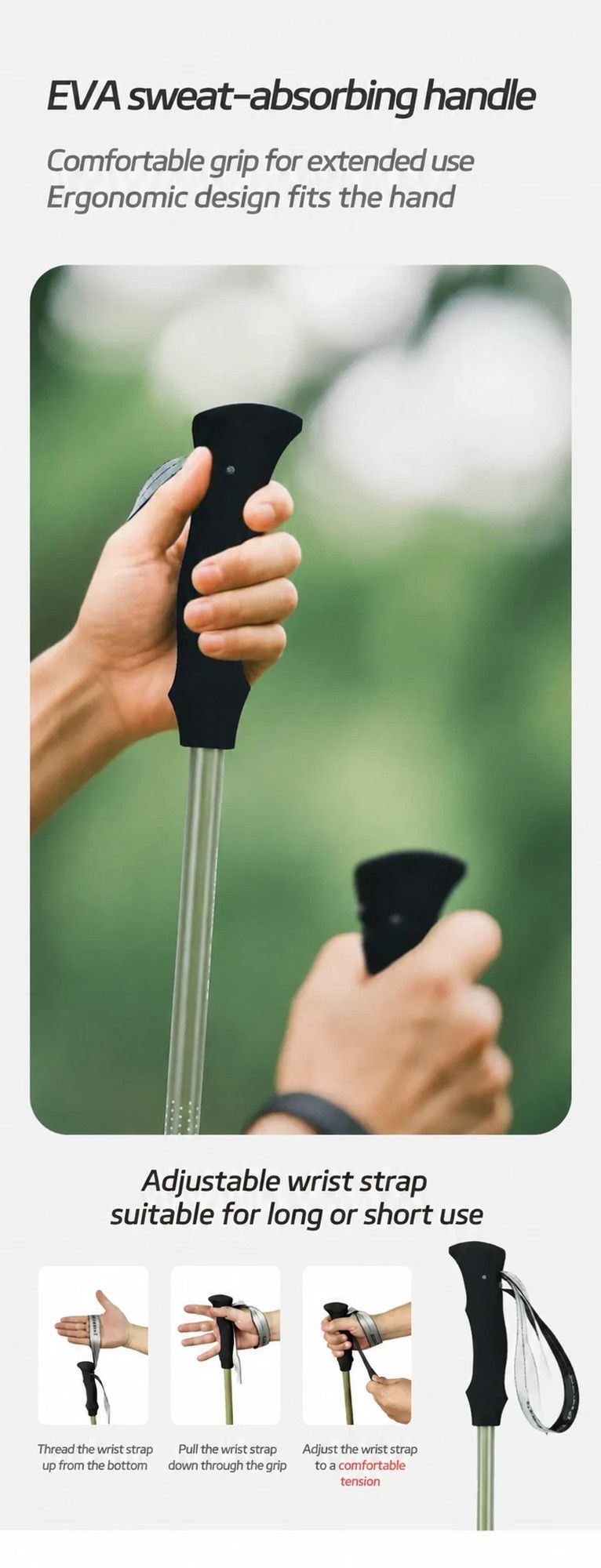 Carbon Fiber Lightweight Trekking Stick, Adjustable 3 Section Hiking Pole, Suitable For Height Under 190cm, Shell White, Reliable Mountain Walking Gear