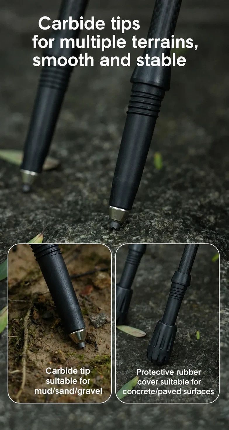 Carbon Fiber Lightweight Trekking Stick, Adjustable 3 Section Hiking Pole, Suitable For Height Under 190cm, Shell White, Reliable Mountain Walking Gear