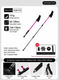 Carbon Fiber 3 Section Adjustable Trekking Stick, Lightweight Hiking Pole For Height Under 170cm, Strawberry Pink, Fashion Outdoor Walking Gear