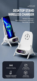 Vertical Chair Shaped Phone Holder, Magnetic Wireless Charger, Lazy Mobile Stand For Video Watching, White, Great Bedroom & Desk Accessory Gift