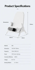 Vertical Chair Shaped Phone Holder, Magnetic Wireless Charger, Lazy Mobile Stand For Video Watching, White, Great Bedroom & Desk Accessory Gift
