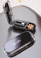 2pcs Starry Blue Pill Box with 1/2 Pill Cutter