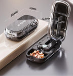 2pcs Starry Black Pill Box with 1/2 & 1/4 Pill Cutter