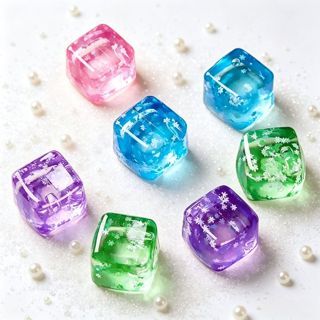 Pink Glitter Snowflake Ice Cube Squishy Toy