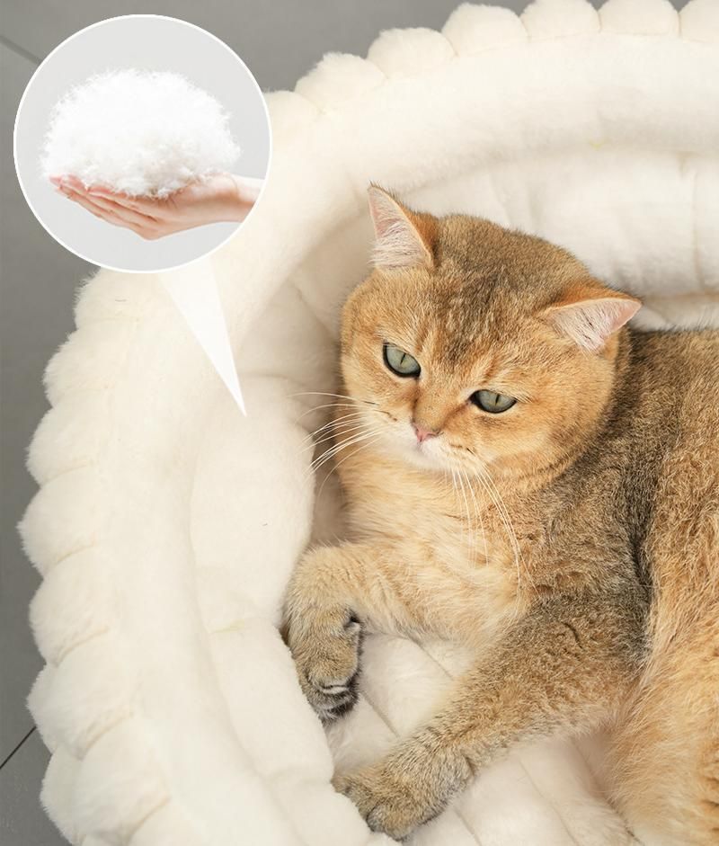 Plush Round Bed - Grey, Size M: 50×50×15cm