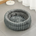Plush Round Bed - Grey, Size L: 60×60×15cm