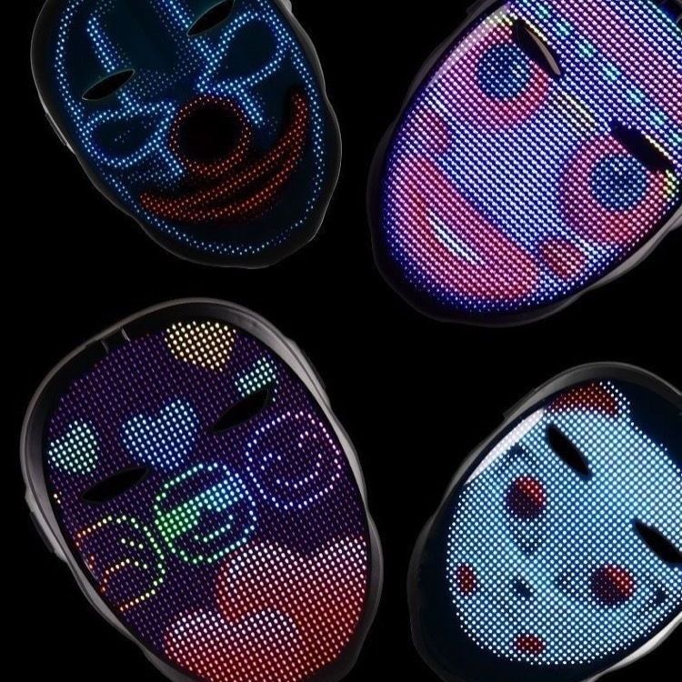 Smart LED Gesture-Sensing Light-Up Mask, 45 Dynamic + 70 Static Patterns, Party Atmosphere Essential / USB Rechargeable Version
