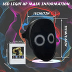 Smart LED Gesture-Sensing Light-Up Mask, 45 Dynamic + 70 Static Patterns, Party Atmosphere Essential / Battery-Powered Version