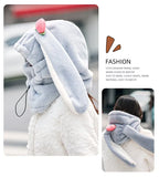 Cartoon Rabbit Ear Thermal Hat: Three-in-One Design, Cute and Warm, Perfect for Cycling and Skiing, Adorable All Winter Long!/camel