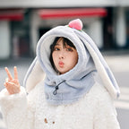 Cartoon Rabbit Ear Thermal Hat: Three-in-One Design, Cute and Warm, Perfect for Cycling and Skiing, Adorable All Winter Long!/camel