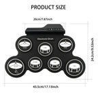 Portable Roll-Up Electronic Drum: Seven Pads with Realistic Feel, Silent Practice, Foldable and Easy to Carry Anywhere
