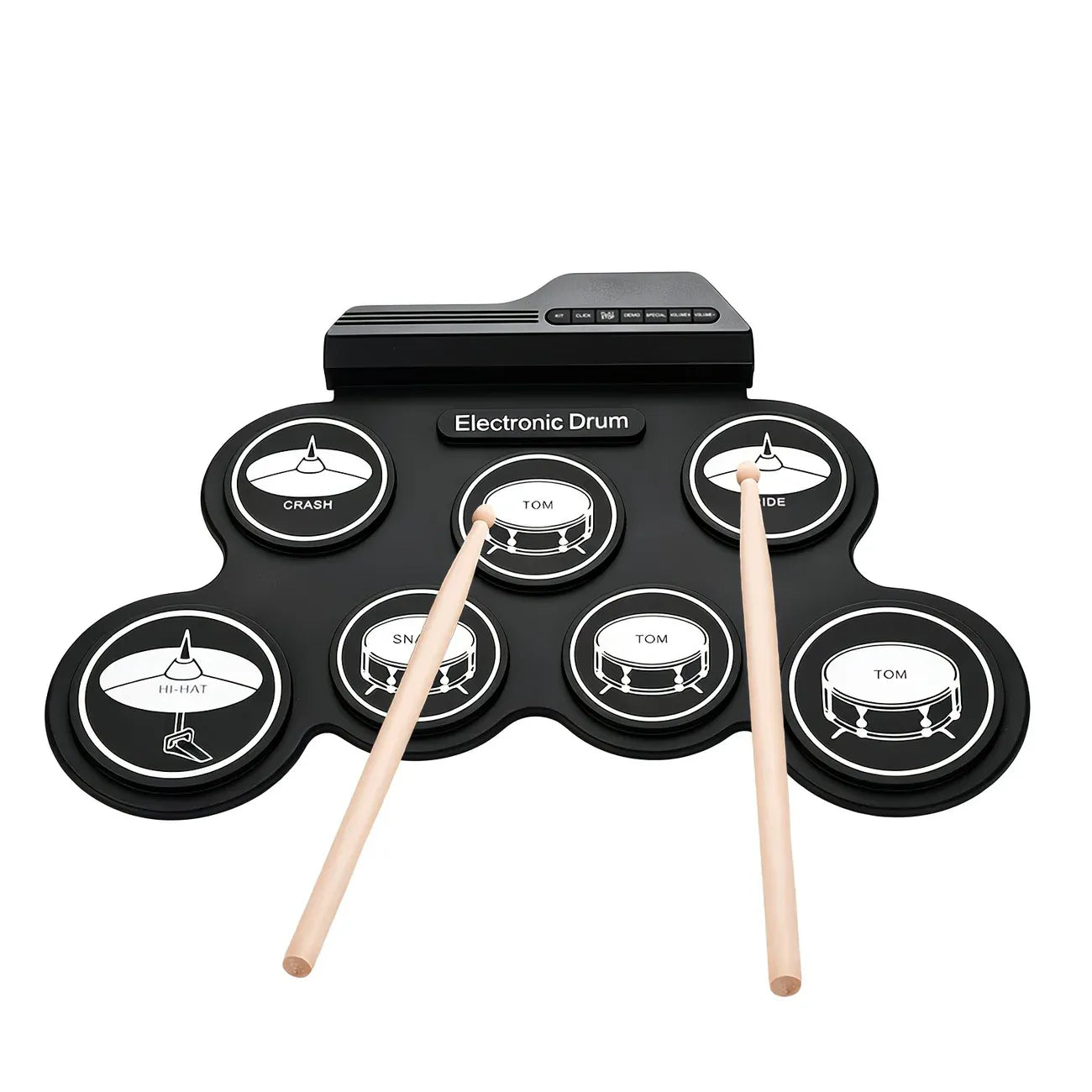 Portable Roll-Up Electronic Drum: Seven Pads with Realistic Feel, Silent Practice, Foldable and Easy to Carry Anywhere