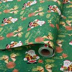 Premium Kraft Paper Christmas Wrapping Roll, 32.8 Feet (Approx. 10 Meters) Extra-Long, Festive Patterns Suitable for Multi-Scene Decoration./RED