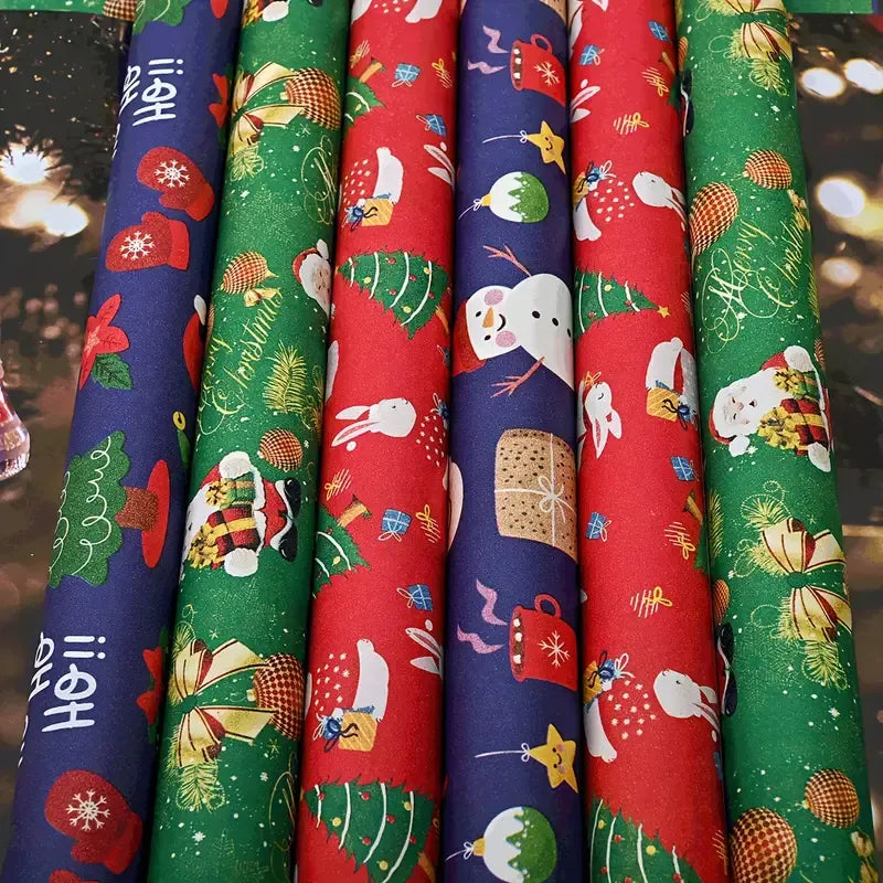 Premium Kraft Paper Christmas Wrapping Roll, 32.8 Feet (Approx. 10 Meters) Extra-Long, Festive Patterns Suitable for Multi-Scene Decoration./BLUE