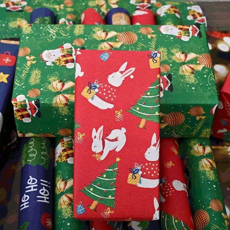 Premium Kraft Paper Christmas Wrapping Roll, 32.8 Feet (Approx. 10 Meters) Extra-Long, Festive Patterns Suitable for Multi-Scene Decoration./BLUE