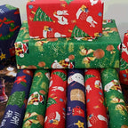 Premium Kraft Paper Christmas Wrapping Roll, 32.8 Feet (Approx. 10 Meters) Extra-Long, Festive Patterns Suitable for Multi-Scene Decoration./BLUE