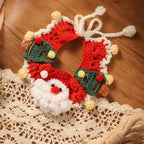 Handmade Yarn Pet Neckerchief, Christmas Photo Must-Have, Comfortable, Breathable & Adjustable. Reindeer Crochet Neckerchief: Size L