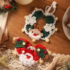 Handmade Yarn Pet Neckerchief, Christmas Photo Must-Have, Comfortable, Breathable & Adjustable. Santa Claus Crochet Neckerchief: Size S