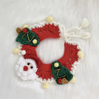 Handmade Yarn Pet Neckerchief, Christmas Photo Must-Have, Comfortable, Breathable & Adjustable. Santa Claus Crochet Neckerchief: Size S