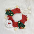Handmade Yarn Pet Neckerchief, Christmas Photo Must-Have, Comfortable, Breathable & Adjustable. Santa Claus Crochet Neckerchief: Size M