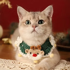 Handmade Yarn Pet Neckerchief, Christmas Photo Must-Have, Comfortable, Breathable & Adjustable. Santa Claus Crochet Neckerchief: Size M